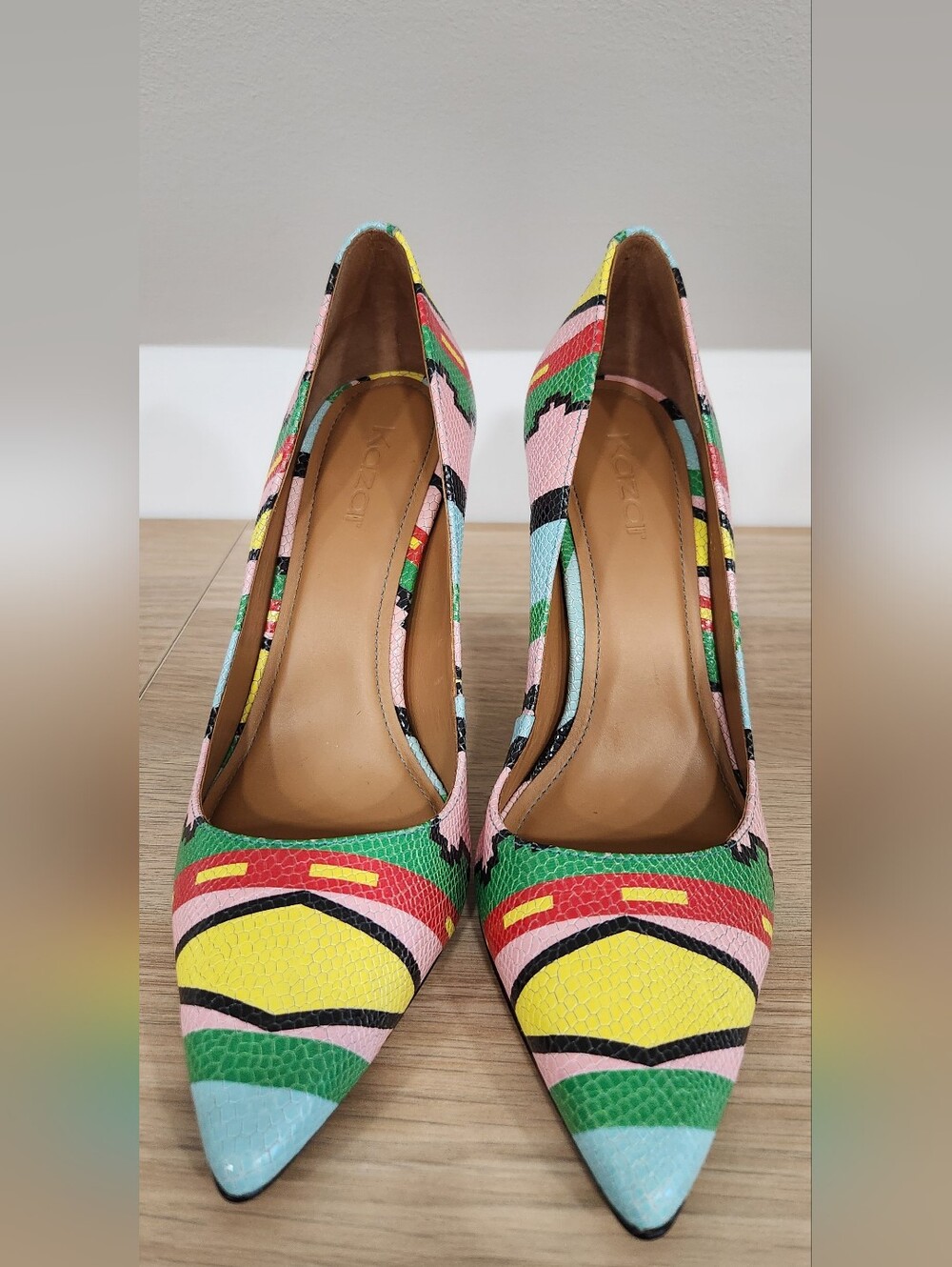 Multicolor Pointed-Toe Stiletto Pumps - Kazar Brand Size 38